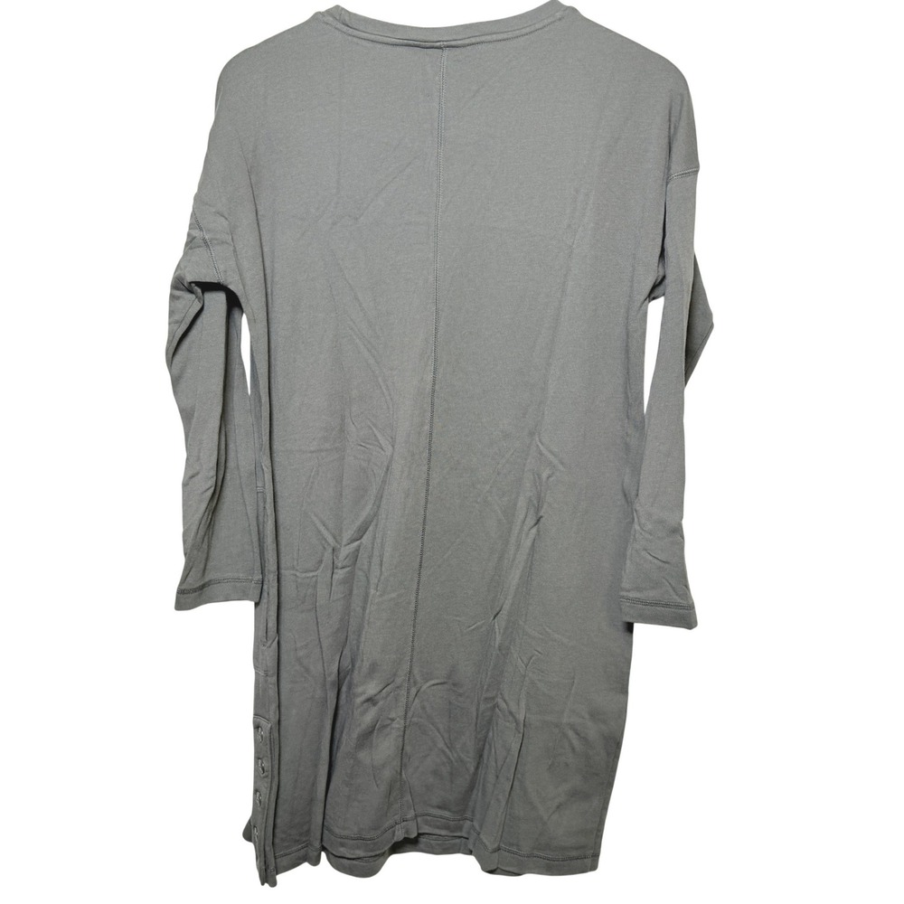 J. Jill Pure Jill Olive Gray Cotton Modal Knit Tunic Dress Button Side Detail L - Picture 3 of 10